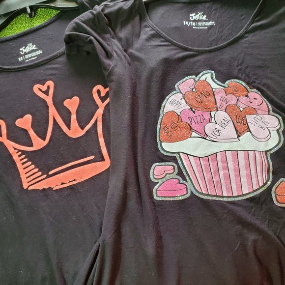 JUSTICE Set of 2 Girls Black Lightweight Crew Neck Tee Shirts - Picture 14 of 14